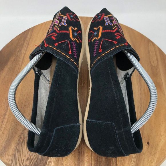EUC Toms Black Aztec Embroidered Colorful Slip On Shoes Womens Size 10 - Picture 5 of 8